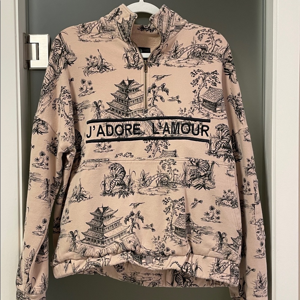 EllandEmm J'adore L'Amour Beige Graphic Pullover s/m